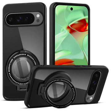 Soft Frame Clear Case Ring Holder Kickstand For Google Pixel 9 5G