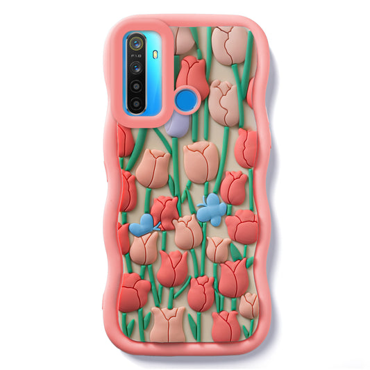 3D Silicone Soft Wave Edges Mobile Back Case For Realme 5