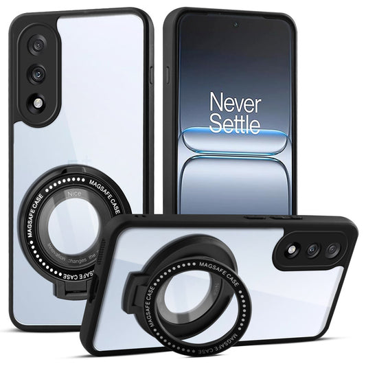 Transparent Back Cover with Silicone frame Matte Ring Holder Kickstand Case For OnePlus Nord 5 5G