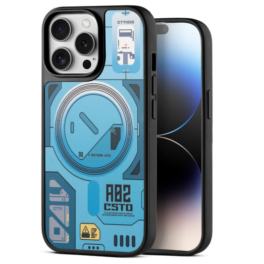 Silicone Textured Frame Printed Hard Back Case For Apple iPhone 14 Pro With Raised Camera Bumper