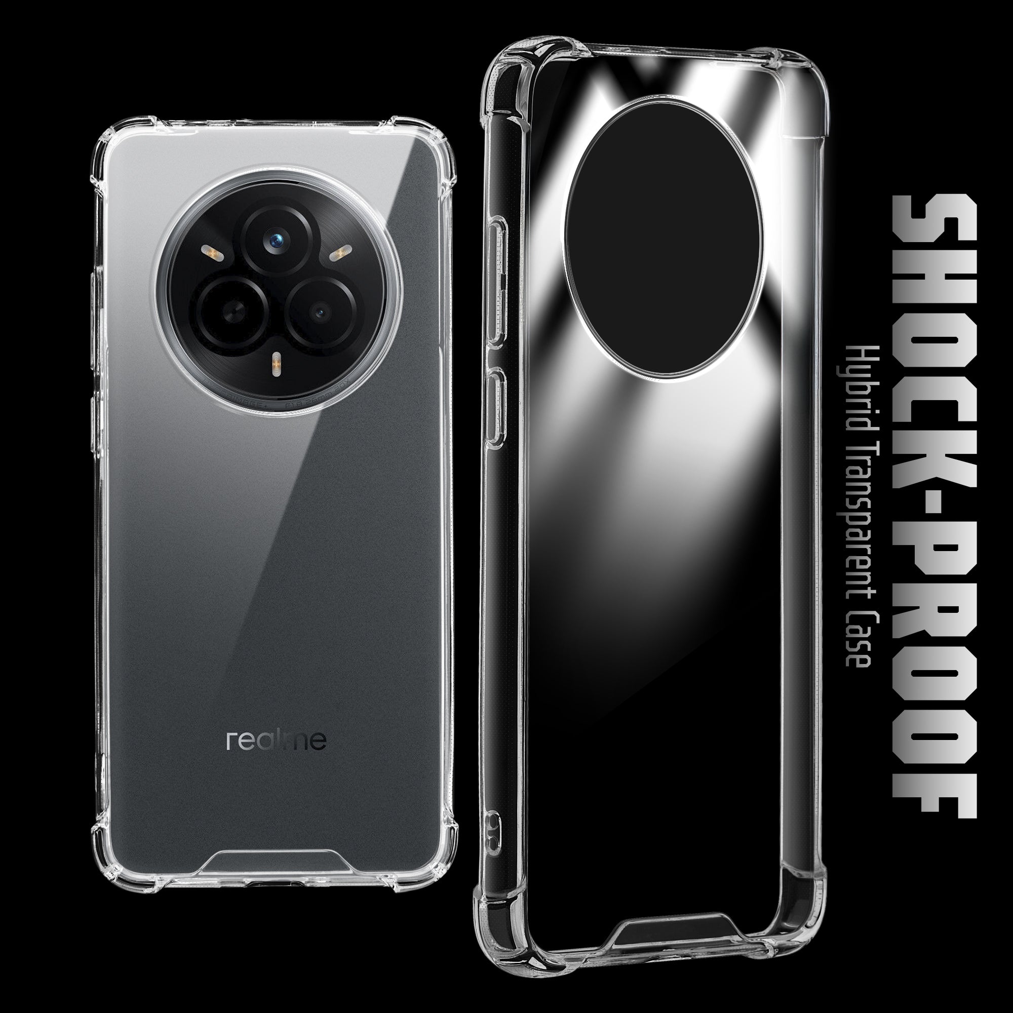 Transparent Shockproof Phone Back Cover Case With Raised Edges For Realme 14 Pro 5G