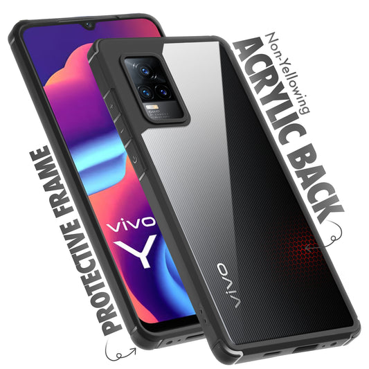 Silicone Frame Transparent Hard Back Cover for Vivo Y73 2021