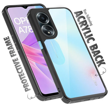 Silicone Frame Transparent Hard Back Cover for Oppo A78 5G