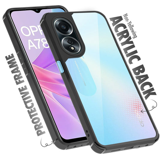Silicone Frame Transparent Hard Back Cover for Oppo A78 5G