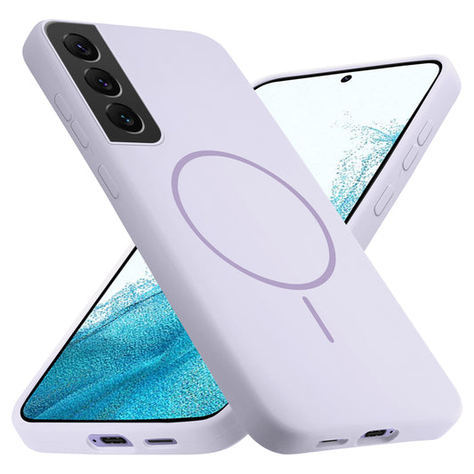Liquid Silicon With Microfiber Lining Back Case For Samsung S22 5G (MagSafe Compatible)
