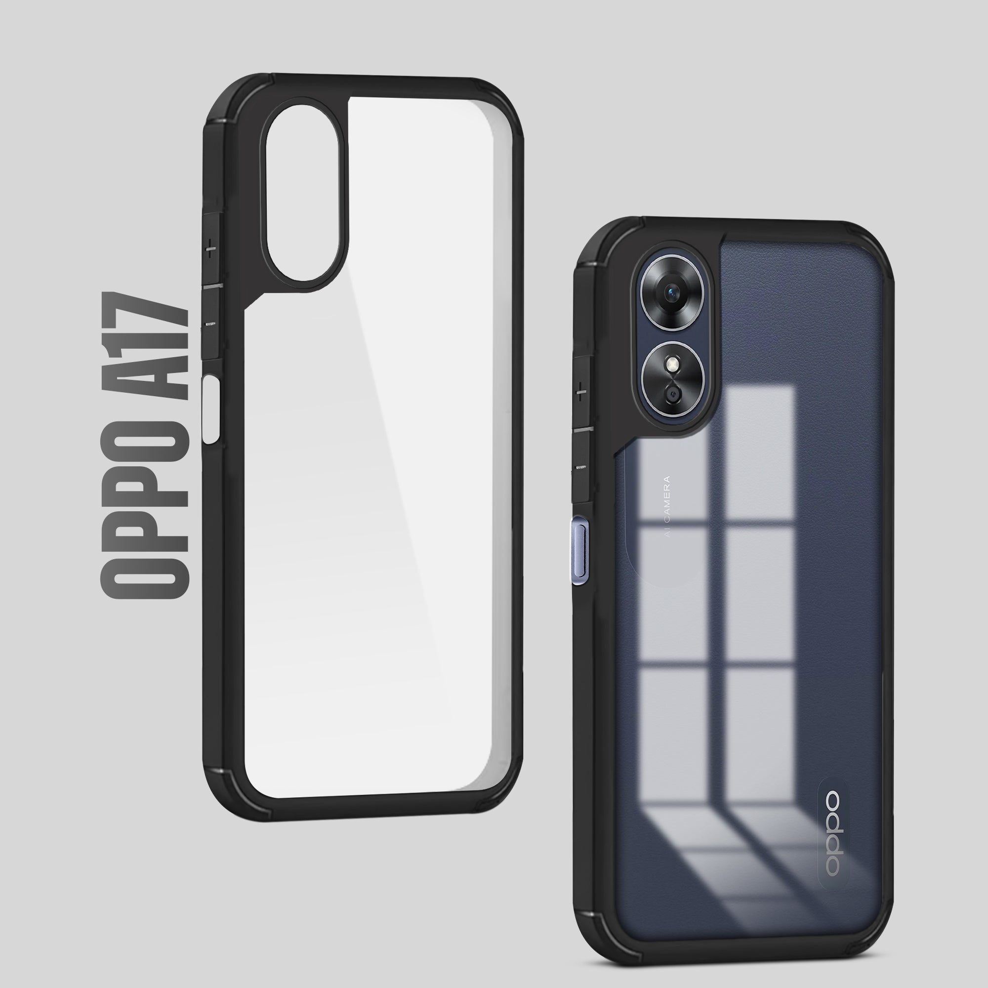 Silicone Border Transparent Back Cover for Oppo A17