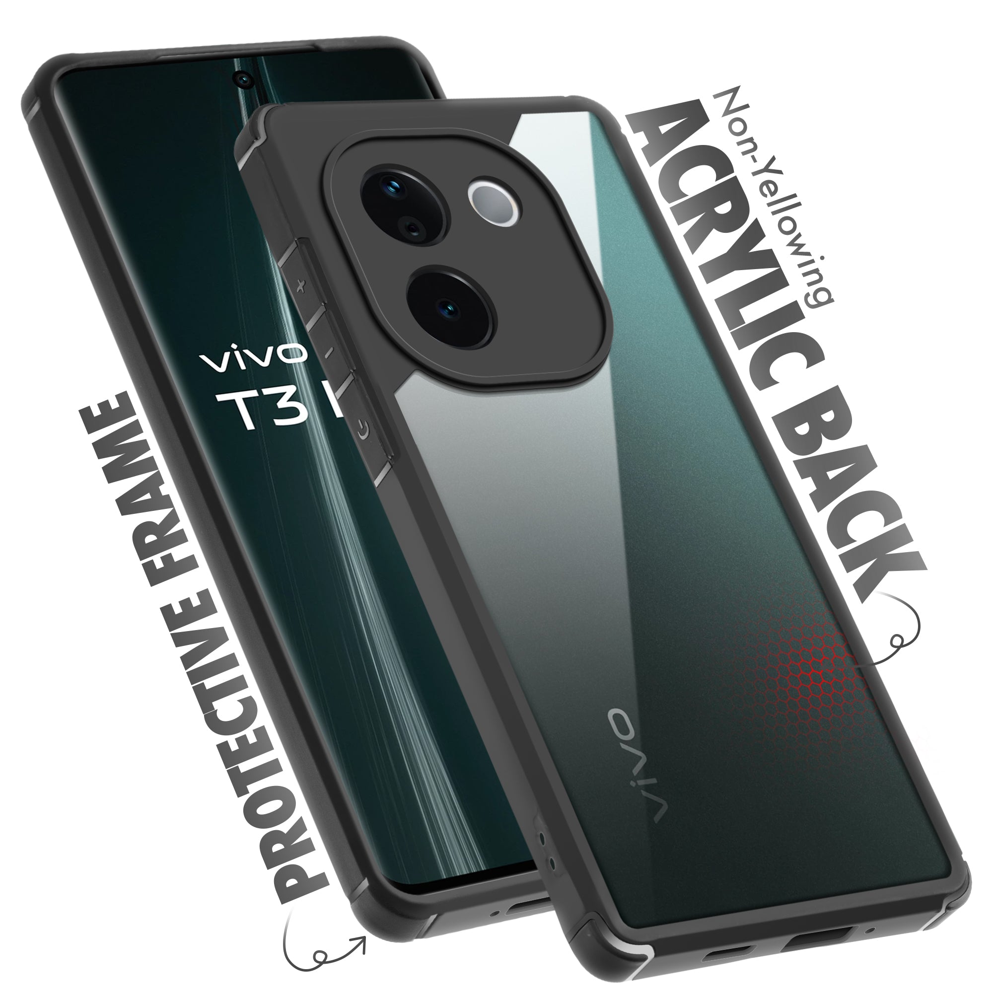 Silicone Border Transparent Back Cover for Vivo T3 Pro 5G