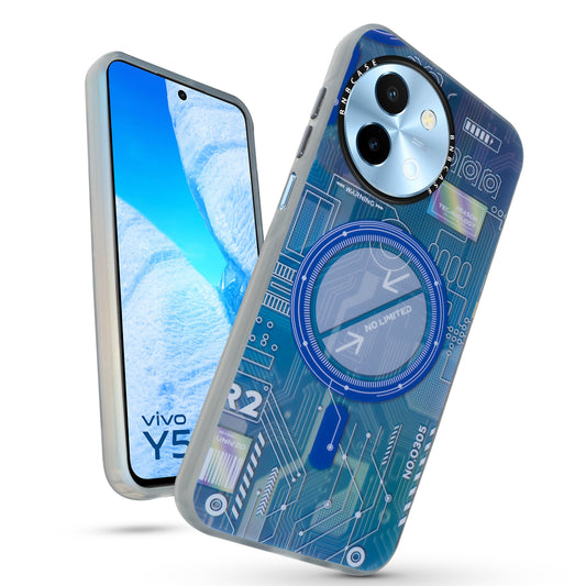 Colorful Reflective Circuit Prints Hard Back Protector Case For Vivo Y58 5G