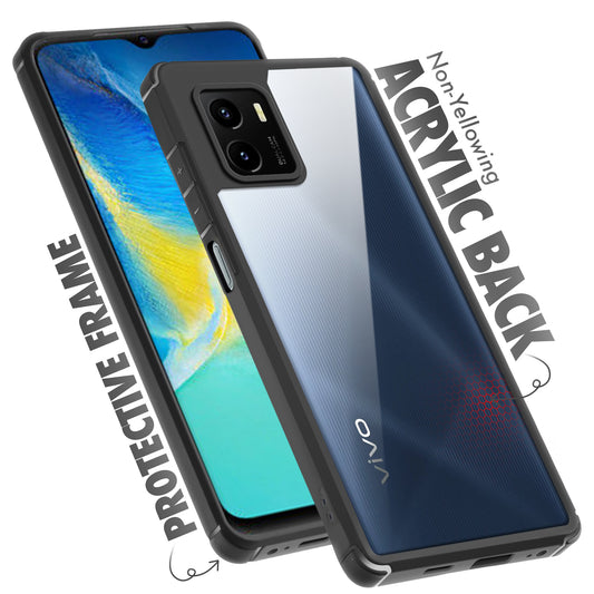 Silicone Frame Transparent Hard Back Cover for Vivo Y15S