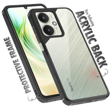 Silicone Frame Transparent Hard Back Cover for Redmi 13C 5G