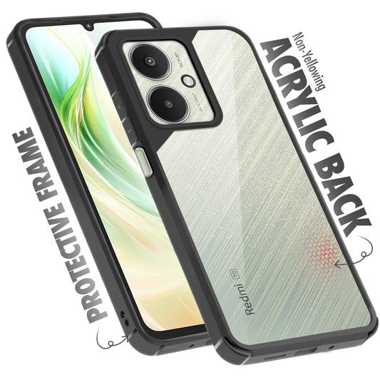 Silicone Frame Transparent Hard Back Cover for Redmi 13C 5G