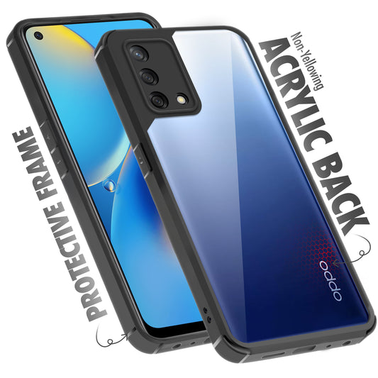 Silicone Frame Transparent Hard Back Cover for Oppo F19 4G