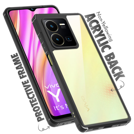 Silicone Border Transparent Back Cover for Vivo Y35