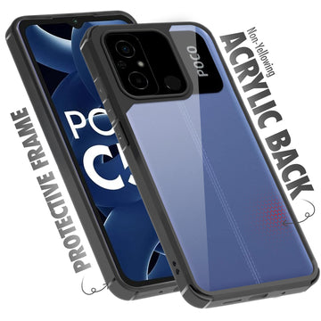 Silicone Frame Transparent Hard Back Cover for Poco C55