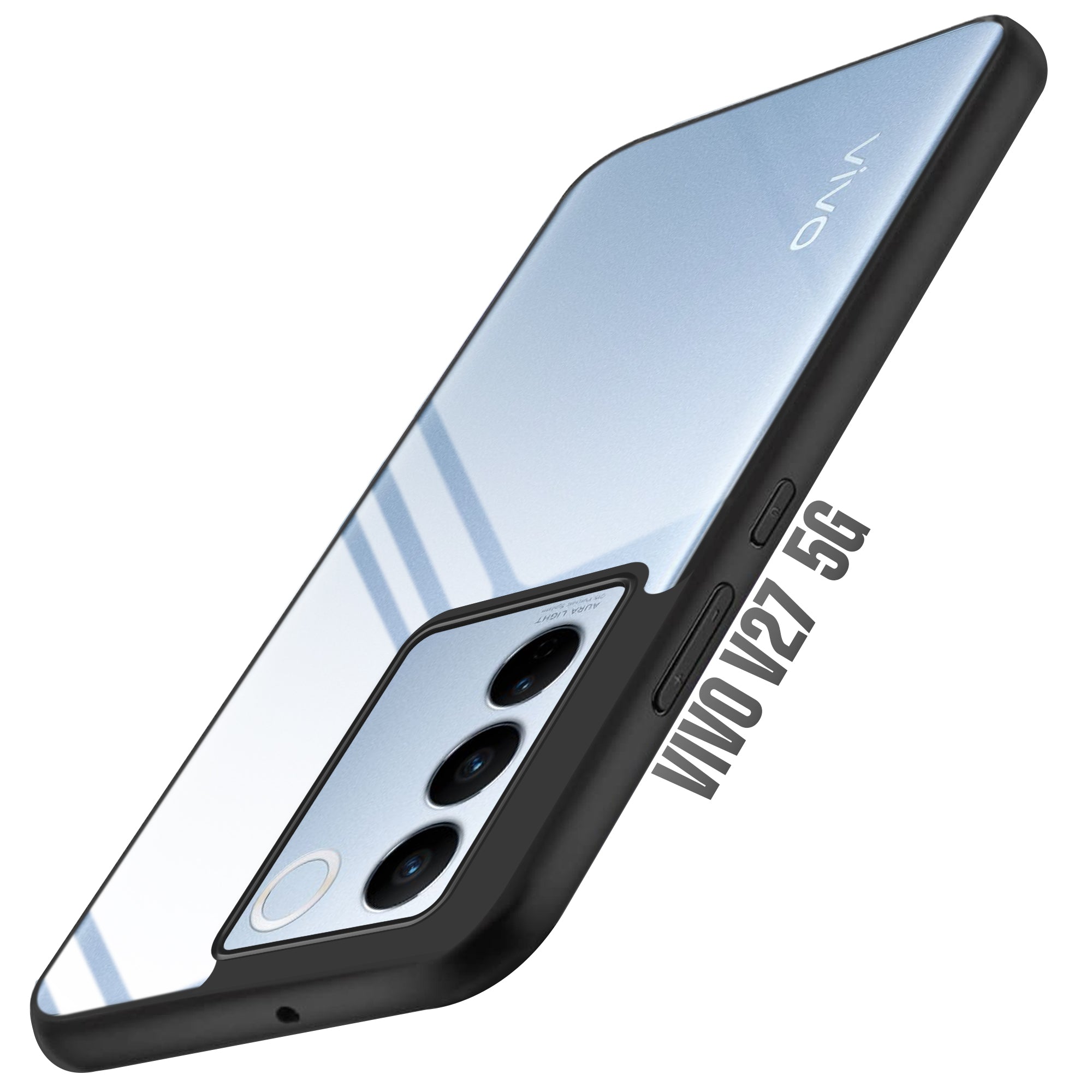Premium Silicon Soft Framed Case with Clear Back Cover For Vivo V27 5G