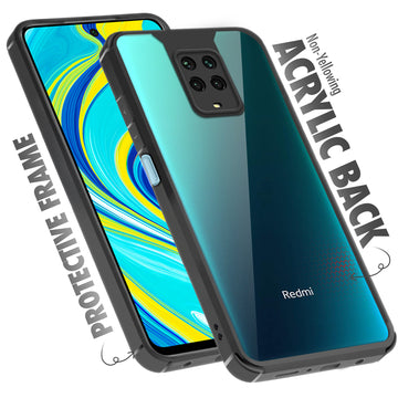 Silicone Frame Transparent Hard Back Cover for Redmi Note 9 Pro