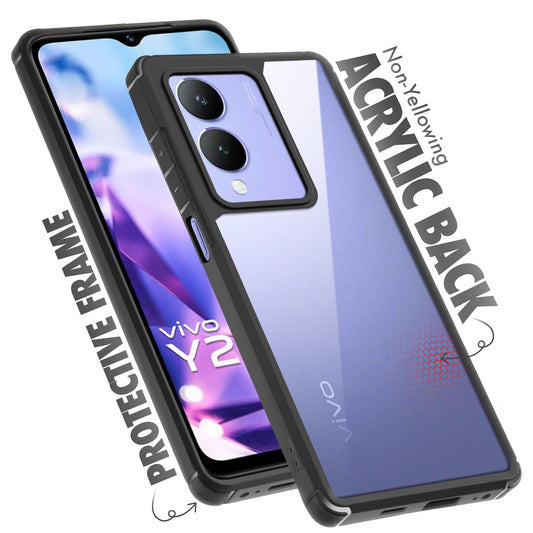 Silicone Frame Transparent Hard Back Cover for Vivo Y28 5G