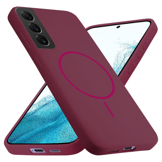 Liquid Silicon With Microfiber Lining Back Case For Samsung S22 5G (MagSafe Compatible)