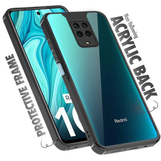 Silicone Frame Transparent Hard Back Cover for Redmi Note 10 Lite