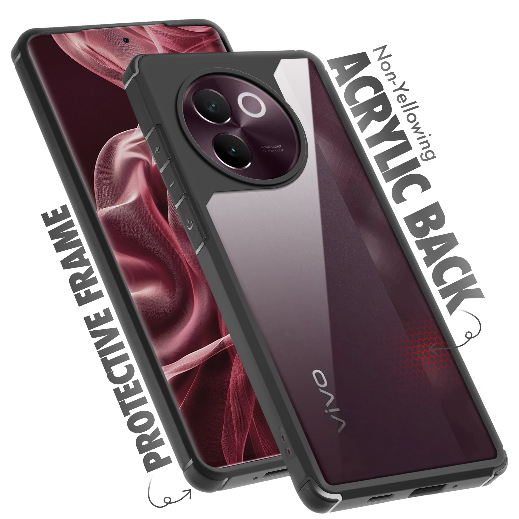 Silicone Border Transparent Back Cover for Vivo V30e 5G