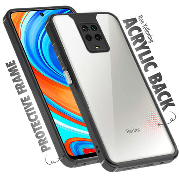 Silicone Frame Transparent Hard Back Cover for Redmi Note 9 Pro Max