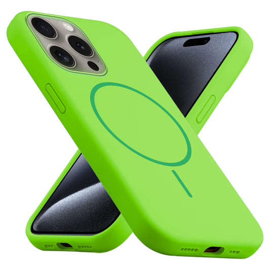 Liquid Silicon With Microfiber Lining Back Case For Apple iPhone 15 Pro (MagSafe Compatible)
