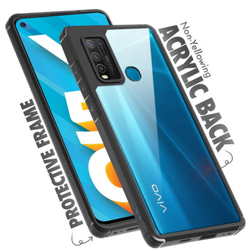 Silicone Frame Transparent Hard Back Cover for Vivo Y50