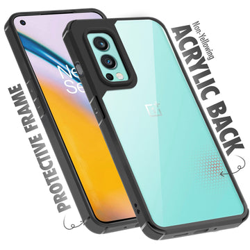 Silicone Frame Transparent Hard Back Cover for Oneplus Nord 2 5G