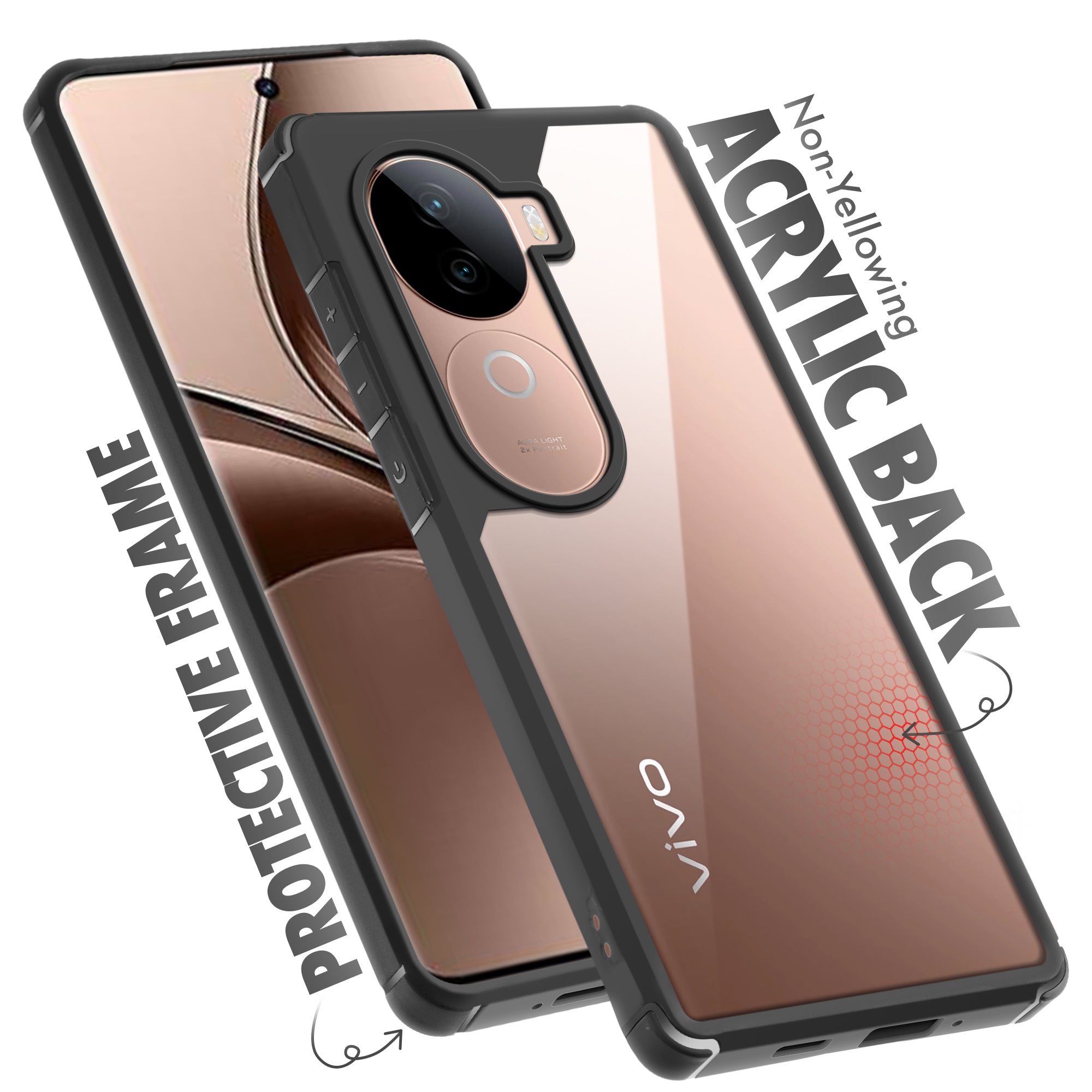 Silicone Border Transparent Back Cover for Vivo V40e 5G