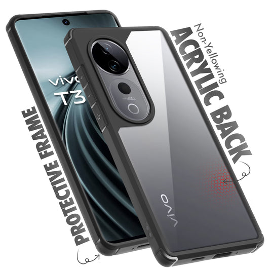 Silicone Border Transparent Back Cover for Vivo T3 Ultra 5G