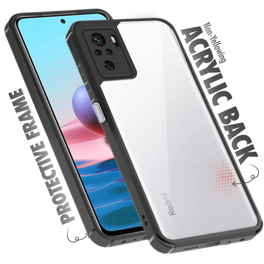 Silicone Frame Transparent Hard Back Cover for Redmi Note 10s