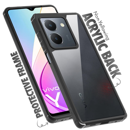 Silicone Frame Transparent Hard Back Cover for Vivo Y36 4G