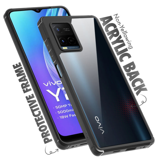 Silicone Frame Transparent Hard Back Cover for Vivo Y21T