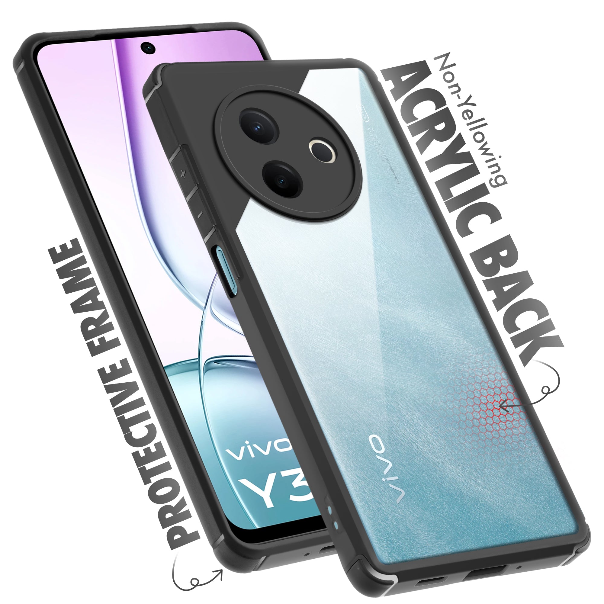 Silicone Border Transparent Back Cover for Vivo Y39 5G