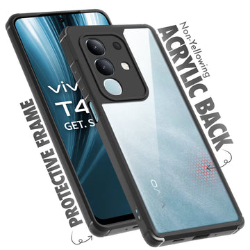 Silicone Border Transparent Back Cover for Vivo T4x 5G