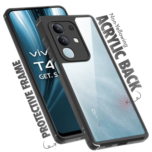 Silicone Border Transparent Back Cover for Vivo T4x 5G
