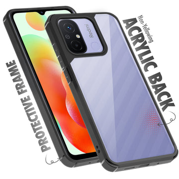 Silicone Frame Transparent Hard Back Cover for Redmi 12C
