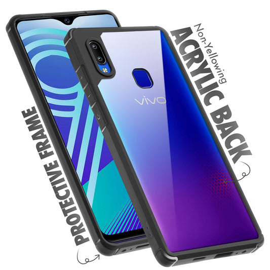 Silicone Frame Transparent Hard Back Cover for Vivo Y91