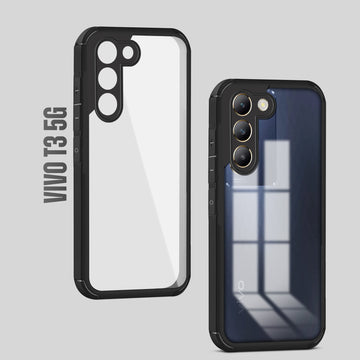 Silicone Frame Transparent Hard Back Cover for Vivo T3 5G