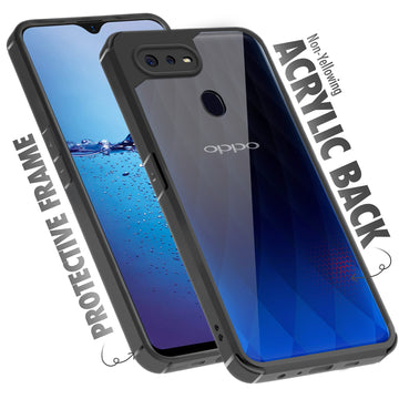 Silicone Frame Transparent Hard Back Cover for Oppo F9