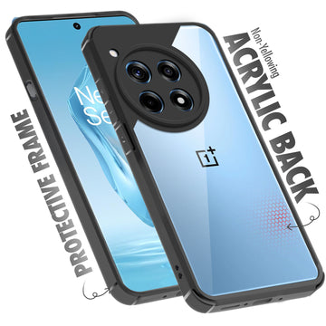 Silicone Frame Transparent Hard Back Cover for OnePlus 12R 5G