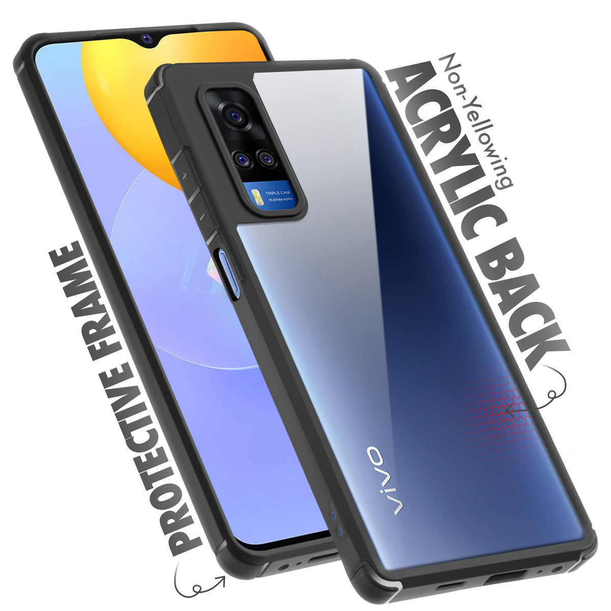Silicone Frame Transparent Hard Back Cover for Vivo Y31