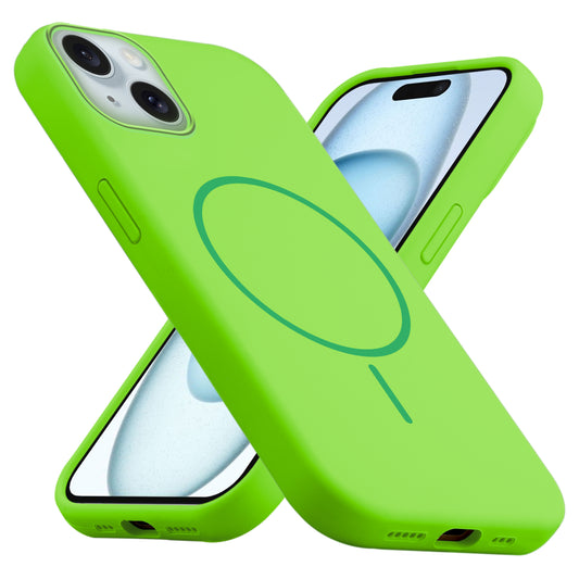 Liquid Silicon With Microfiber Lining Back Case For Apple iPhone 15 (MagSafe Compatible)
