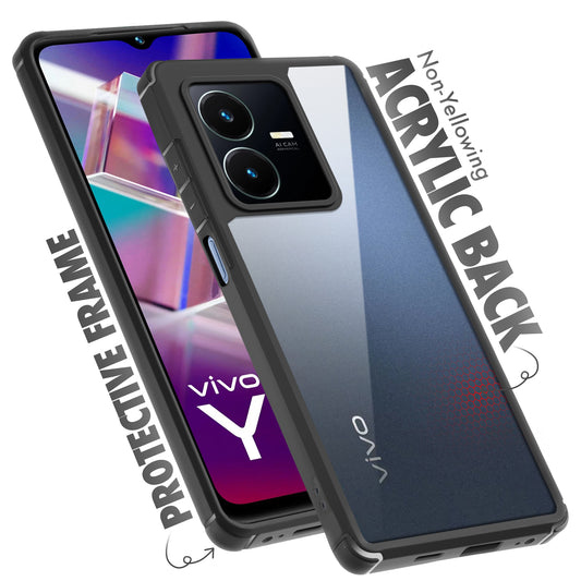Silicone Frame Transparent Hard Back Cover for Vivo Y22