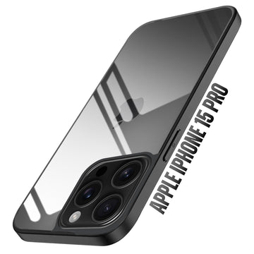 Premium Silicon Soft Framed Case with Clear Back Cover For Apple iPhone 15 Pro
