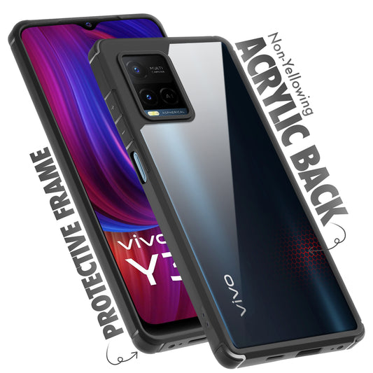 Silicone Frame Transparent Hard Back Cover for Vivo Y33S