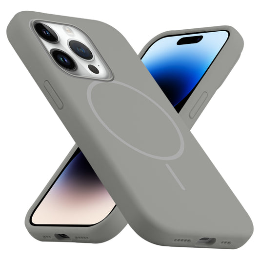 Liquid Silicon With Microfiber Lining Back Case For Apple iPhone 14 Pro (MagSafe Compatible)