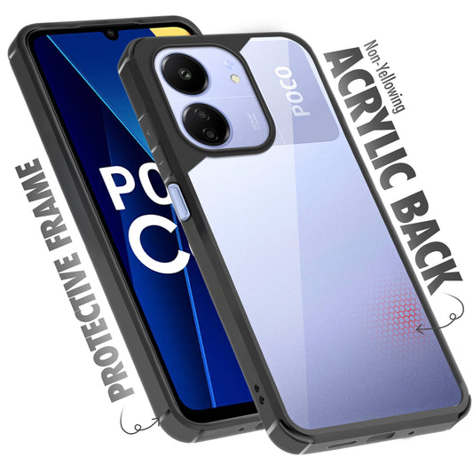 Silicone Frame Transparent Hard Back Cover for Poco C65 5G