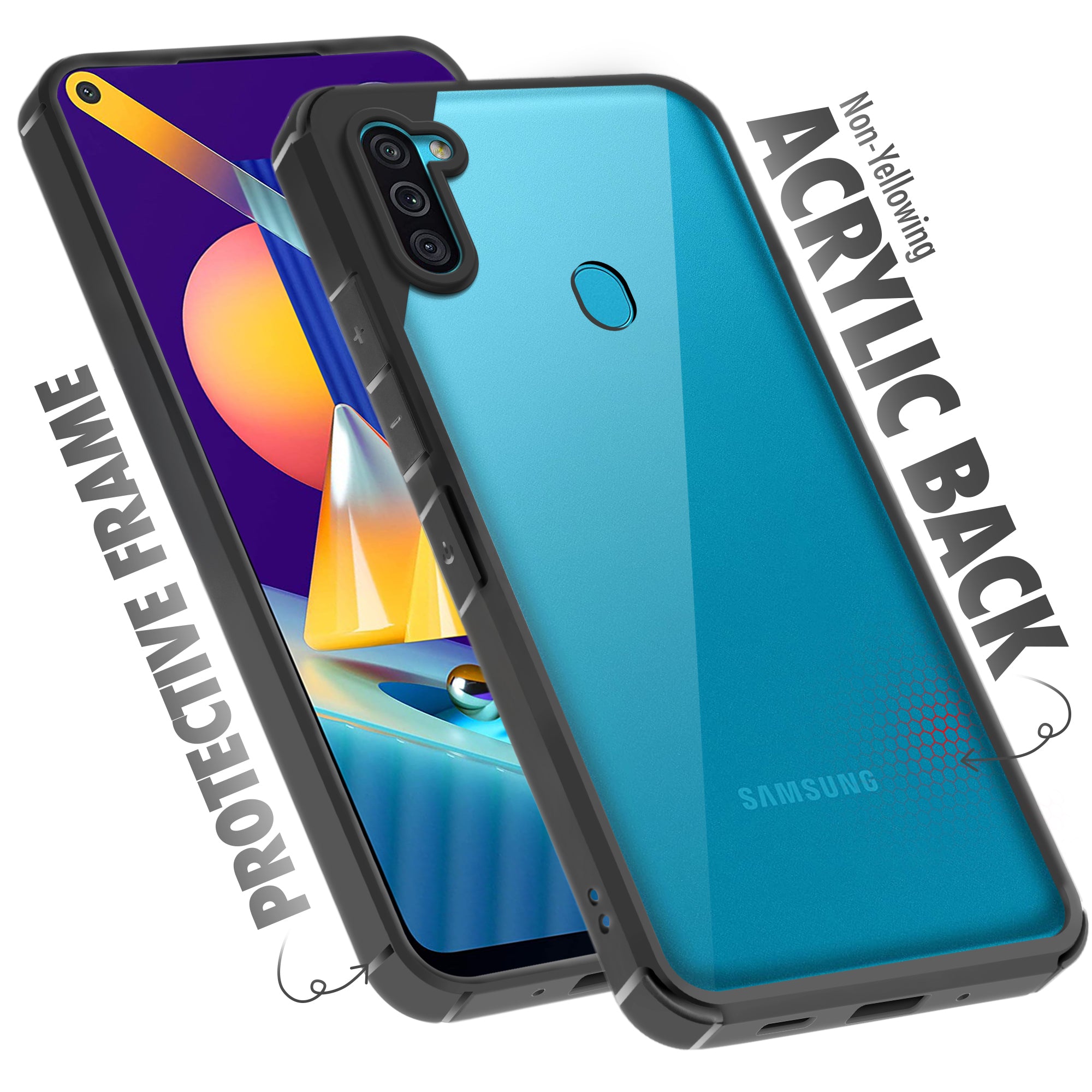 Silicone Border Transparent Back Cover for Samsung M11