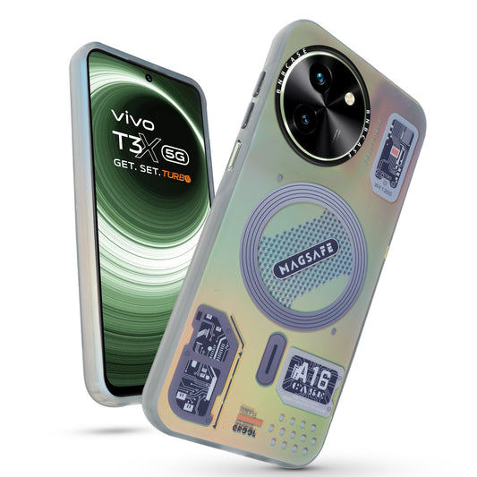 Colorful Reflective Circuit Prints Hard Back Protector Case For Vivo T3x 5G